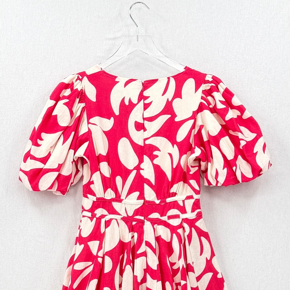HOUSE OF HARLOW 1960 Mini Dress Women Small Pink Floral Puff Sleeve Tie Front - Picture 6 of 15